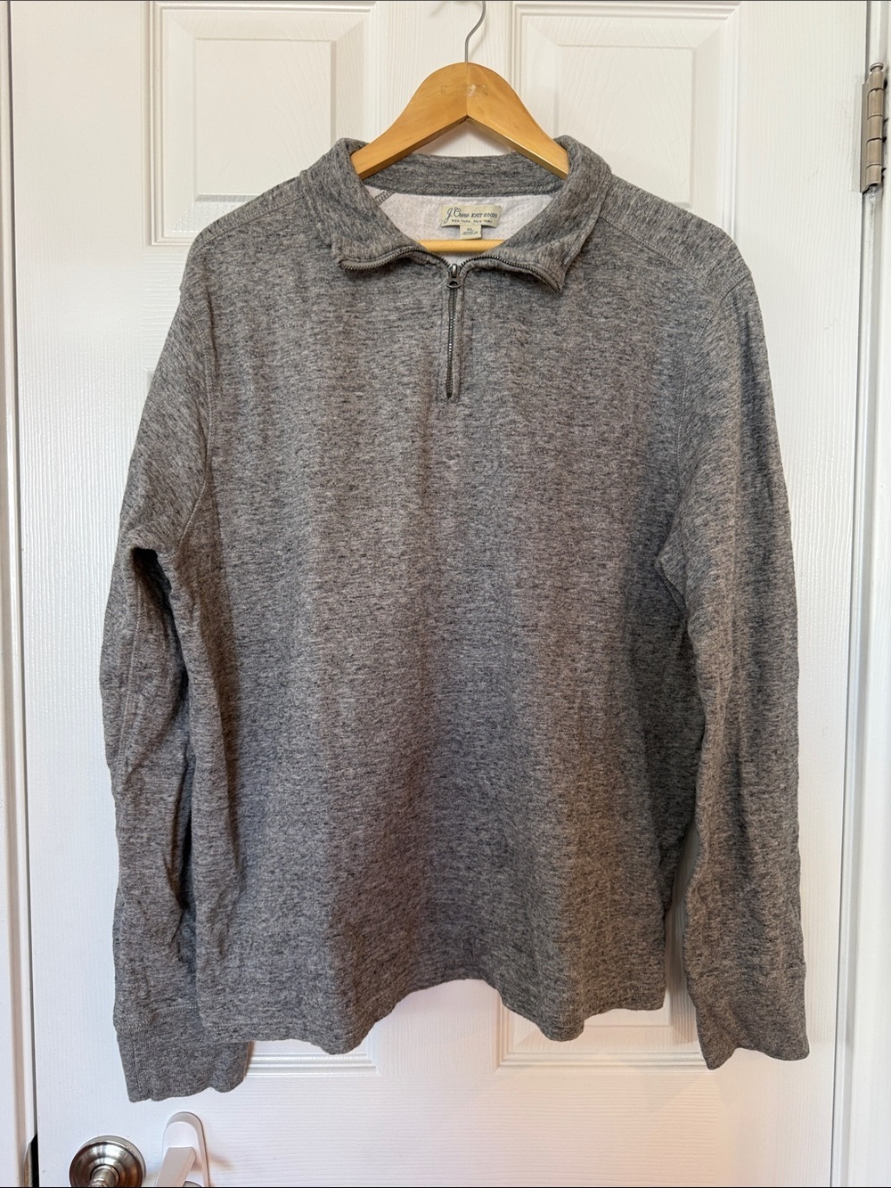 Men J. Crew Knit Heather Gray 1/4 Zip Pullover - Size XL